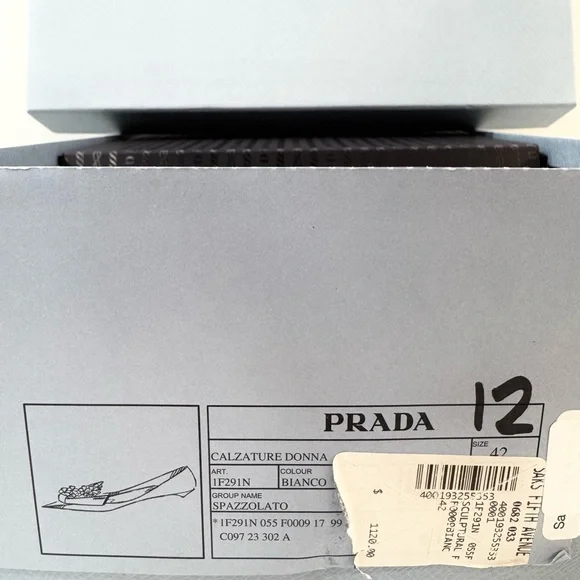 PRADA White Floral Embellished leather ballet flats